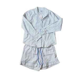 Petite Plume Blue and White Patterned Pajama Set with Shorts, Large NWT